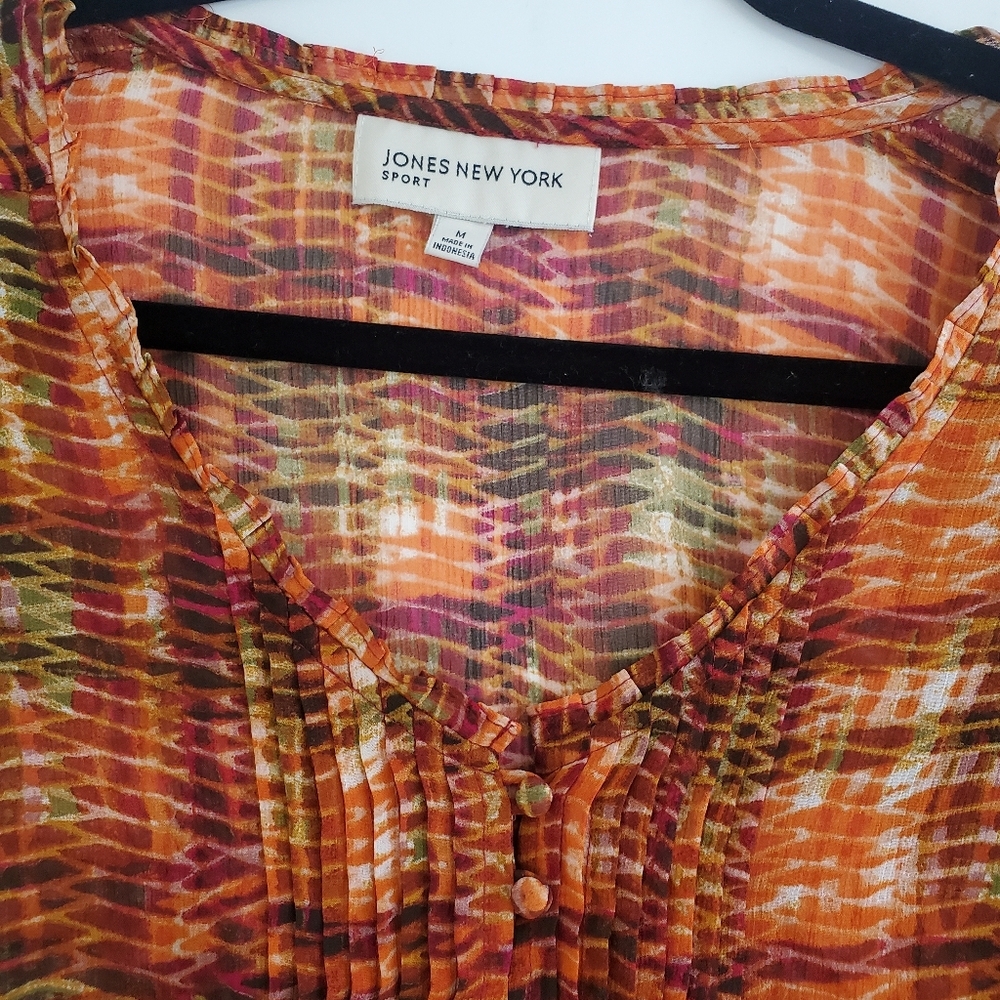 Jones New Tork Sport Size M Fall pattern, drop elastic waist blouse - Picture 5 of 9